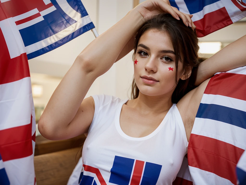 a beautiful supporter with england flag on his cheeks