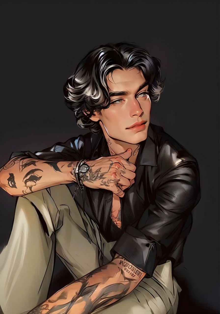 high quality, handsome guy, stylish sketch, Beautiful shadows 