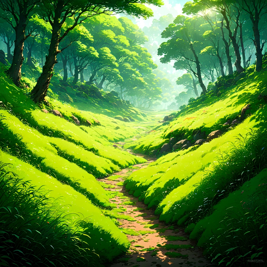 forest、grassland、grass、Living things、、beautiful Anime Scenery, Landscape painting, Beautiful digital painting, Andreas Rocha, Beautiful artwork illustration, Awesome Wallpapers, Raymond Han, Tall beautiful paintings, Studio Greeble Makoto Shinkai, Beautiful Wallpapers, Anime Scenery