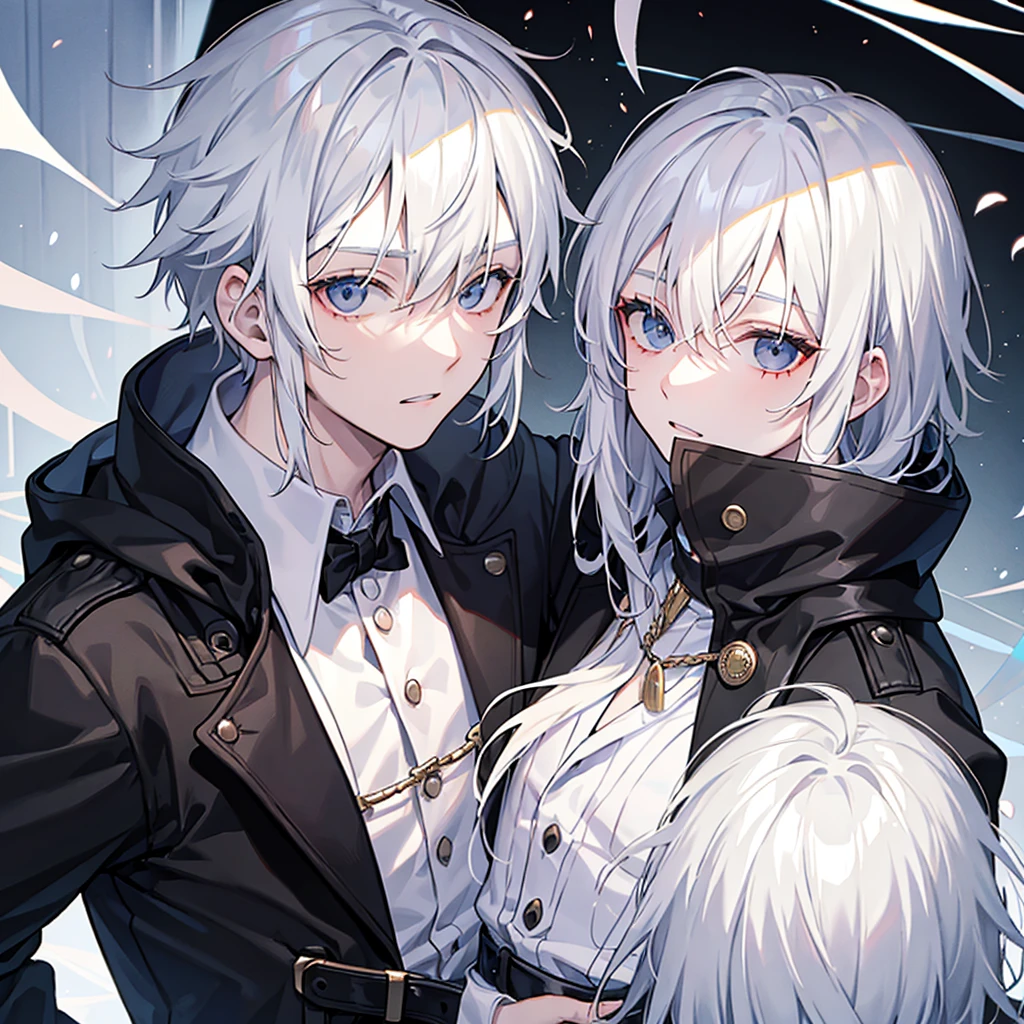 boy,White Hair,Black Eyes,