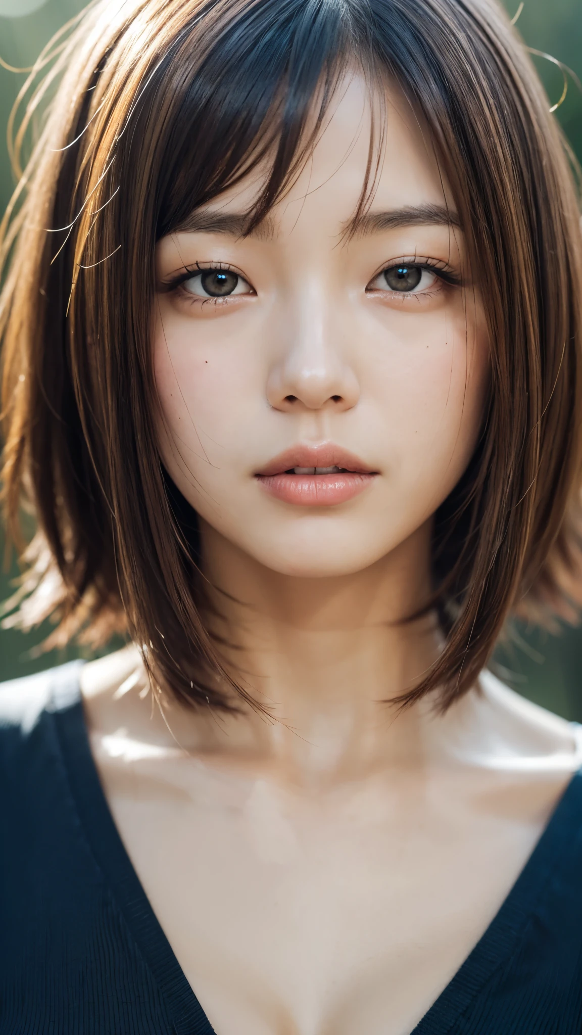 (masterpiece),(Highest quality:1.2),(Very detailed:1.2),(High resolution),(Photorealistic Stick),(RAW Photos),8K,Backlight,(Depth of written boundary),(Sleek lighting:1.2),Close-up of a clothed woman,Soft portrait shots,Beautiful Japanese Women,Gorgeous face portrait,(Eye light,Sharp pupils,Detailed eye drawing,)Very beautiful face,(Detailed skin texture:1.3),Beautiful portrait,A lovely and delicate face,Beautiful young Japanese woman,Short Bob,Look this way,front,(POV shot),(sleepy)