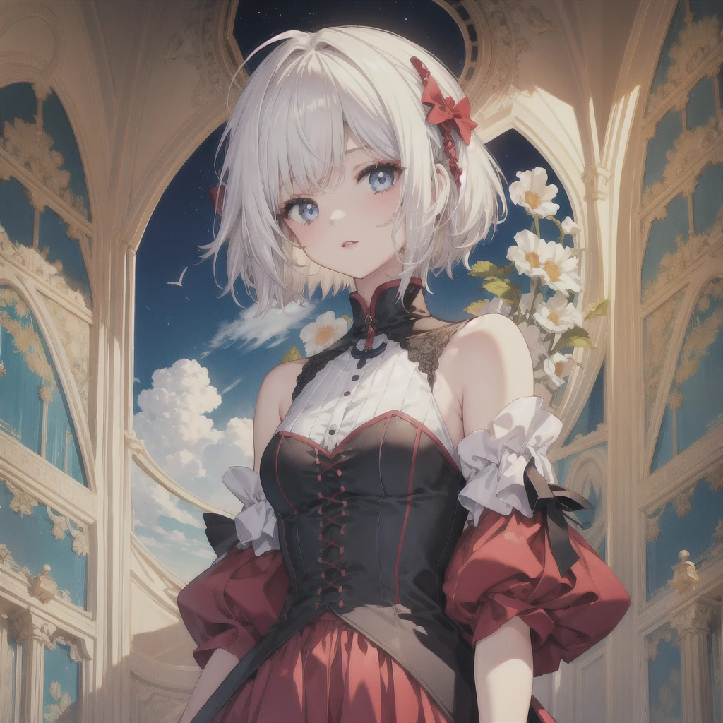 (masterpiece, Highest quality:1.2), One Girl, alone　White Hair　Short Hair