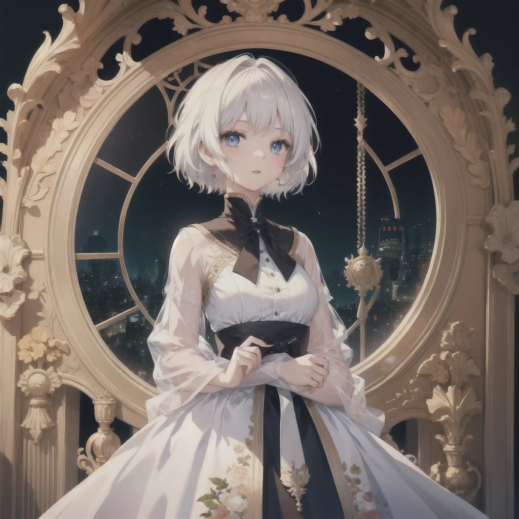 (masterpiece, Highest quality:1.2), One Girl, alone White Hair Short Hair