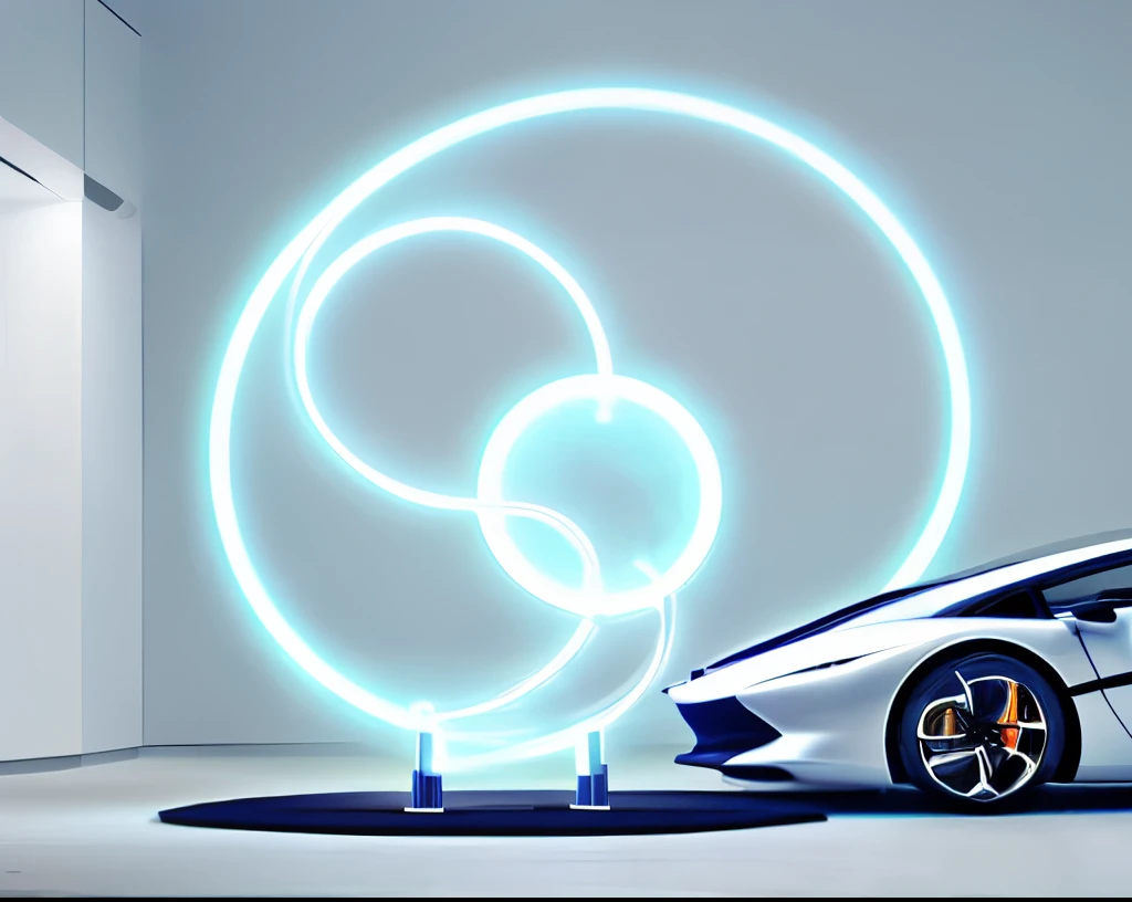 Supercar on a circular platform,Charging,new energy,science and technology感,Shock,cs,science and technology,Cool and colorful