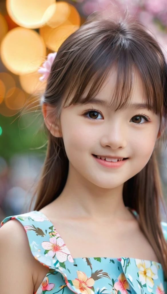 close-up of pretty Japanese_Russian girl,((flat chests:1.35)), wear U-Can-See clothes,outdoor, bokeh background, UHD, 32K, , astonishingly pretty,absolutely cute,cute smile,very adorable, absolutely stunning,