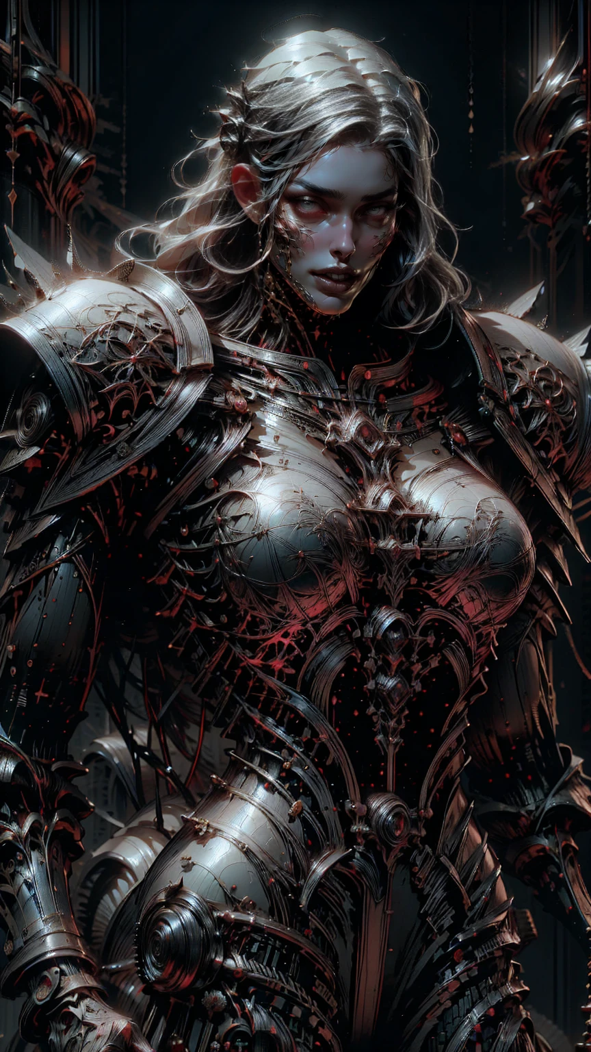 (masterpiece:1.1), (best quality:1.1), (ornate:1.1), (monochrome:1.3), (black and white:1.3), BREAK, (horror:1.0), (esoteric:1.1), (solo:1.4), (dynamic angle:1.0), (cowboy shot:1.0), (woman:1.1),(very muscular bodybuilder girl:1.25), (huge upper body:1.25), (narrow hips:1.0), long hair, (gothic intricate vampiric armor:1.25), ((full body front view)), (gauntlets:1.0), (shoulder armor:1.1), ((tarot style frame:1.25))