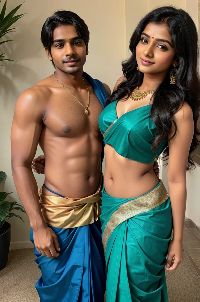 Cute indian girl in beautiful saree with her bf
