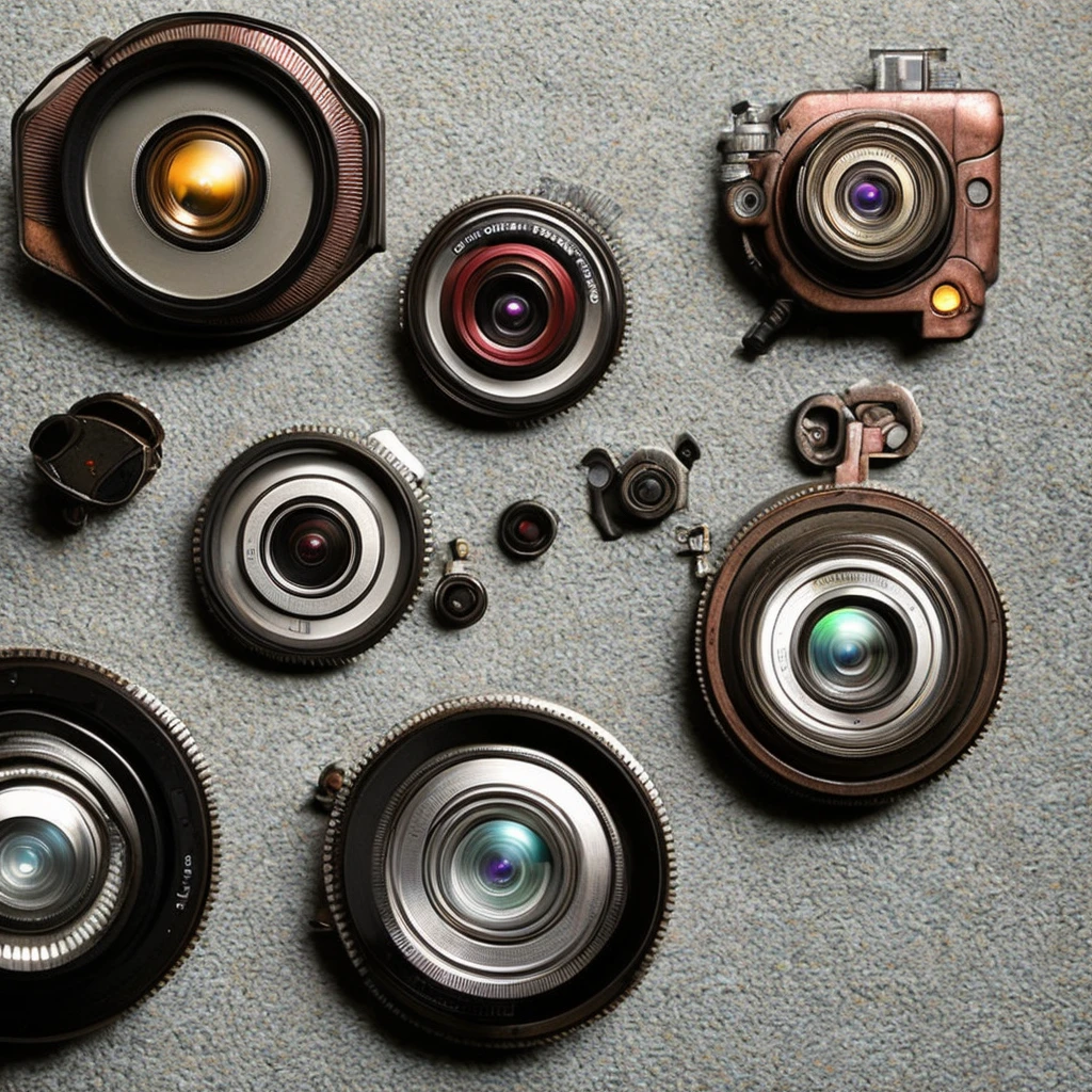 camera,SLR,steampunk,Background white,1 lens,camera1つ,Right facing