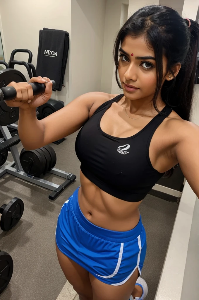 Indian gym girl clinking mirtor selfie