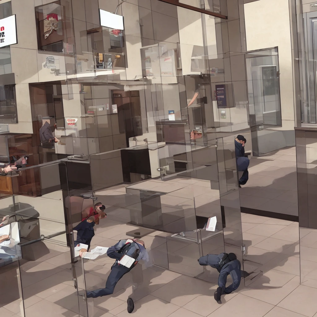 GTA cover art Three armed robbers are breaking into a bank safe.