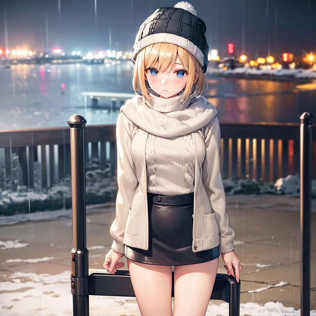8K ultra-high quality,Super beautiful girl,Short Bob,Knitted sweater,Miniskirt Cart,Knitted hat,Small breasts,Tokyo in Winter,Deep snow々and raining,Longing for someone