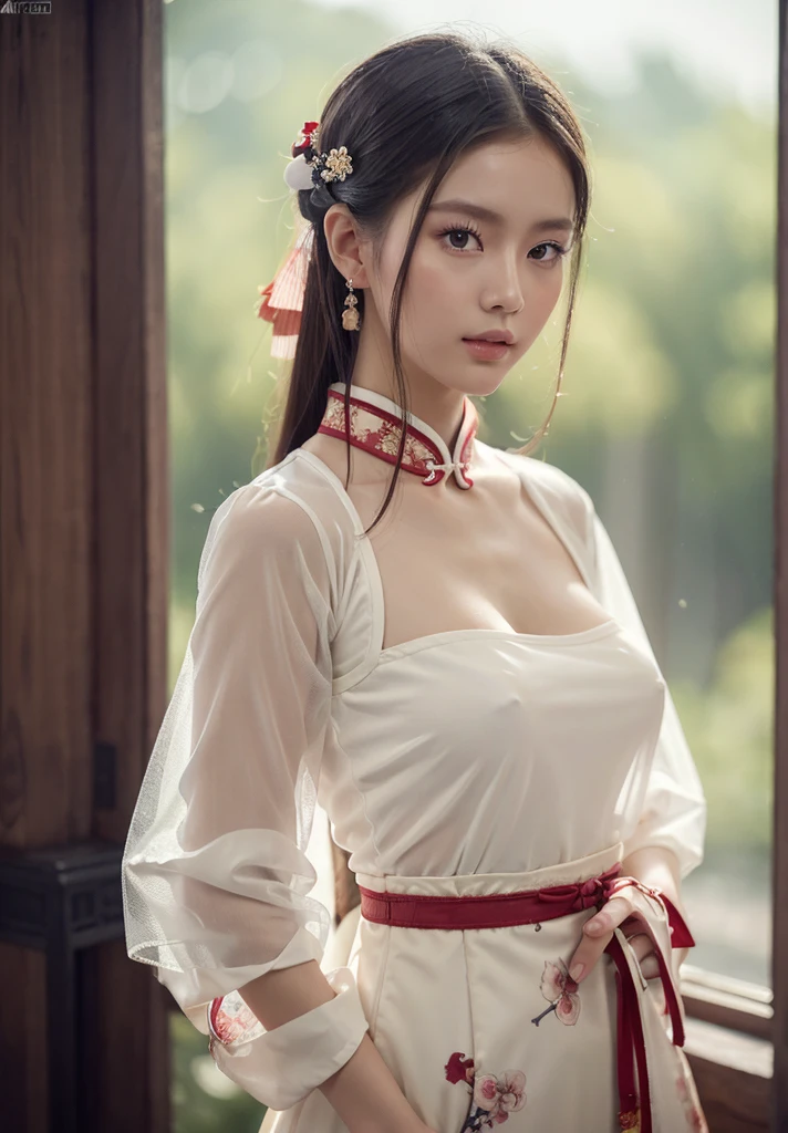 1girl, ((very transparent Hanfu qipao)), (elegant), ((focuss closeup face)), pretty young (Russian) (Asian) (masterpiece), top Chinese model, (aphrodite goddess), (beauty breast), very best quality detailed face:1.5, privium room, (8k HD graphic, (soft and chill light), best quality detailed ultra highres:1.2 dynamic lighting, artstation, winner photography, volumemetricslighting),
