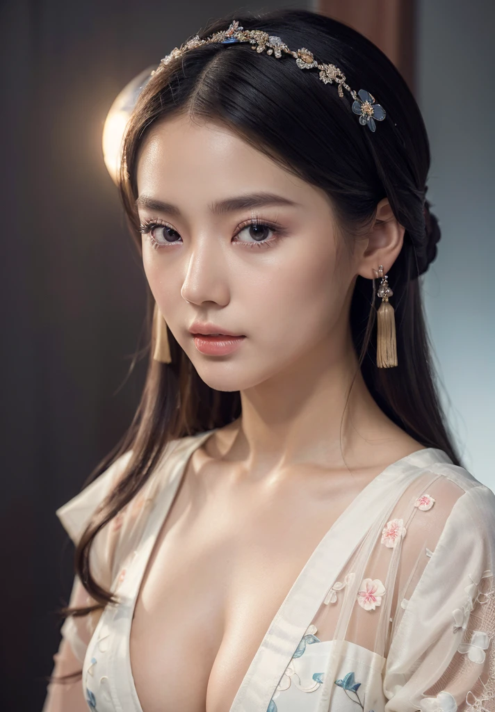 1girl, ((very  Hanfu qipao)), (elegant), ((focuss closeup face)), pretty young (Russian) (Asian) (masterpiece), top Chinese model, (aphrodite goddess), (beauty ), very best quality detailed face:1.5, privium room, (8k HD graphic, (soft and chill light), best quality detailed ultra highres:1.2 dynamic lighting, artstation, winner photography, volumemetricslighting),