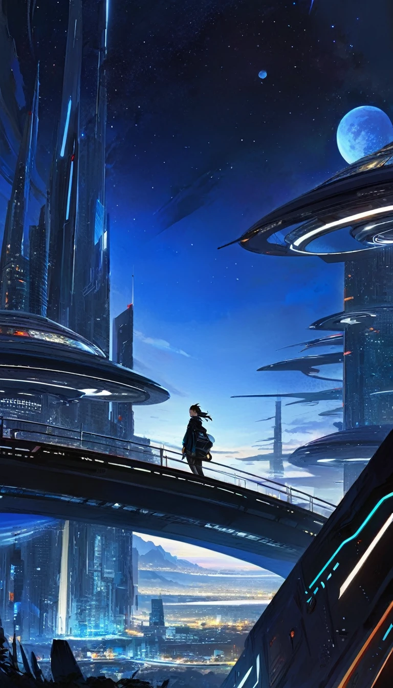 great futuristic landscape:1.5, night (inspired by art by Katsuhiro Otomo). oil painting)