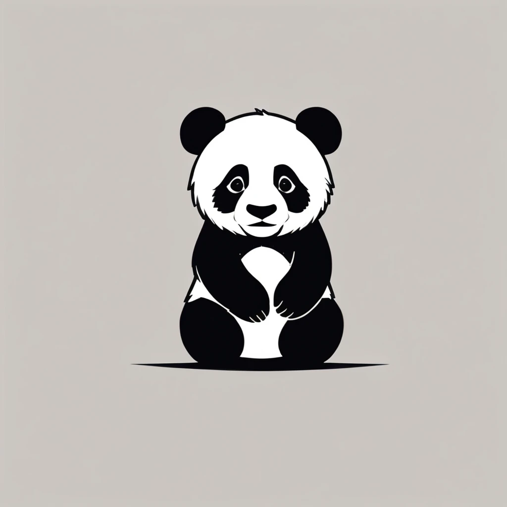 Best quality，Clear lines，Ultra-fine drawing，Simple background，logo，panda，cute，Simplicity