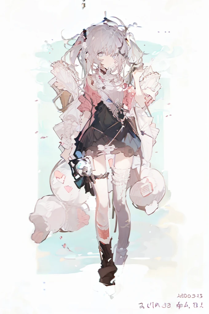 A girl，Standing picture，whole body，Character Design，Bow ruffles