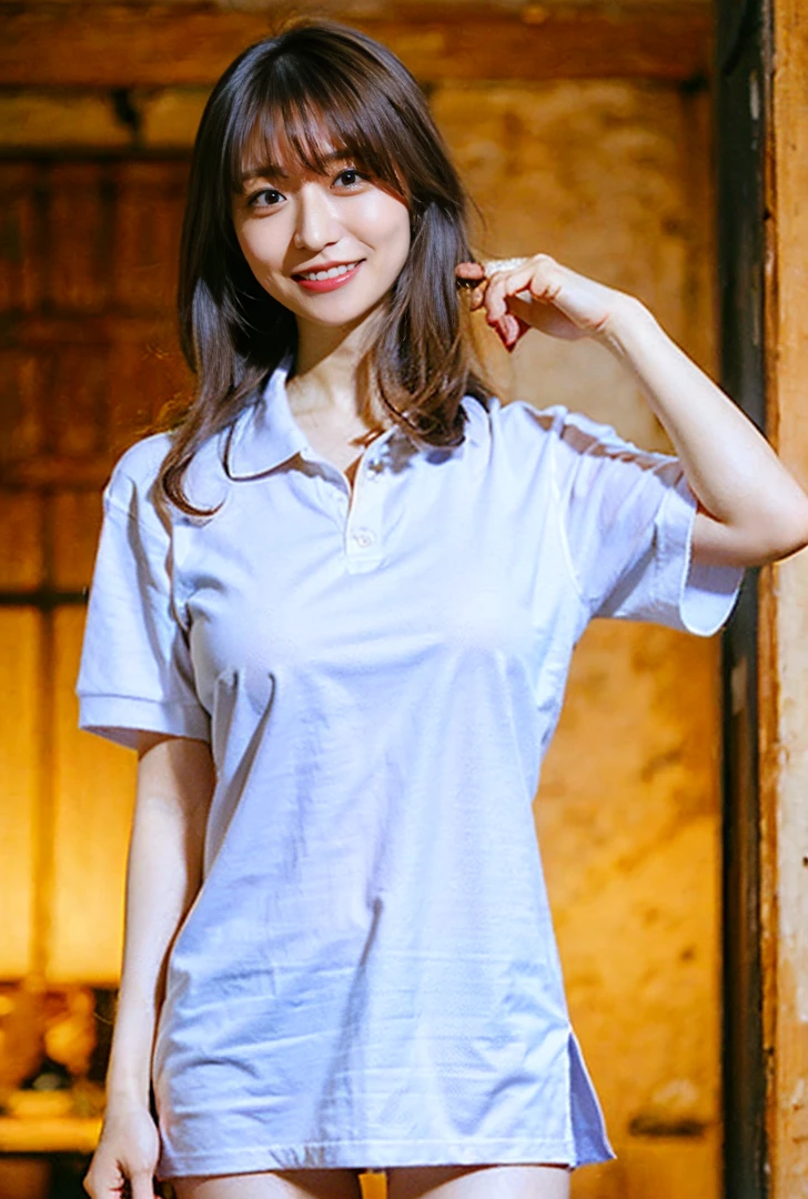((Both hands are in front of the navel、Belly button、A photo of her panties showing through a short polo shirt、Hands roll up shirt、She is wearing a navy polo shirt and luxurious white panties.、:1.4))、Being in the living room、Length cream hair color、Her huge breasts are obvious even through her clothes..、Small earrings、Light brown hair color、:1.4））、Shiny Hair、Light beige hair color、Background Blur、Light brown hair、｛｛Cowgirl Shot｝｝、（（Close-up shot from the waist up、Big Breasts:1.4））、Big Breasts、にっこりsmile、服からでも分かるBig Breasts、Cowboy Shot、素敵なsmile、（（Revealing clothing））、Full body photo、ring、Tuck your hair behind one ear、Silver Necklace、smile、Caustics、Highly detailed photos、Big Breasts、Super no makeup、(8K、RAW Photos、Highest quality、masterpiece:1.2)、(Realistic、Realistic)、1 Girl、((Big Breastsショートヘア、Looking into the camera:1.4))、Hair blowing in the wind
