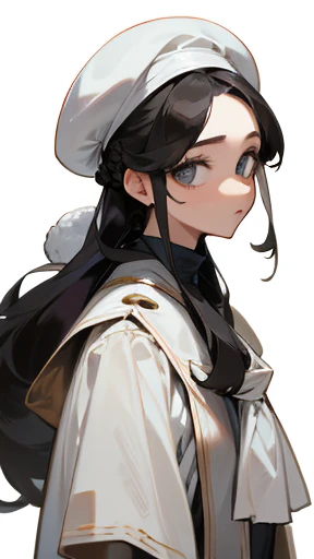 A hairstyle in which a large white beret is worn loosely over the head like a turban
