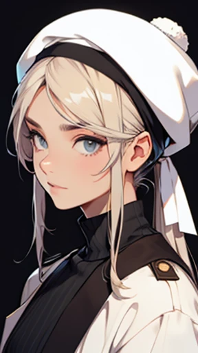 A hairstyle in which a large white beret is worn loosely over the head like a turban