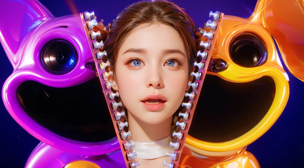 3d style, simplified design, 3d render, glossy texture, smooth 3d model, multiple light sources, rim light, sharp post effects render, (glossy plastic texture with multiple big light probe refractions), perfect cgi, smooth silhouette, high intensity refraction, (super glossy material), most beautiful vfx , blue background, plastic refractions, realistic, 4k, high resolution, rim light, photo shoot, commercial photo, profile shot, 4k, rim light, high resolution, 4k, glossy texture, smooth 3d model, multiple light sources, rim light, sharp post effects render, (glossy metallic texture with multiple big light probe refractions), perfect cgi, cgi art created only with gradients, smooth silhouette, high intensity refraction, (super glossy chrome material), most beautiful vfx, blue background, chrome metal refractions, multiple light sources, rim light, sharp post effects render, perfect cgi, digital art, detailed digital art, reflective, best quality, 4k, masterpiece:1.2, ultra-detailed, realistic, vivid colors, dark and moody lighting, The image of the highest quality, ensuring every detail is showcased perfectly. It in 4k resolution, allowing viewers to immerse themselves in the richness of the colors and intricate details. The realistic rendering. under the spotlight, reflecting, high-resolution image, realistic rendering, dark background, and rim light photorealistic The image features three characters standing in front of three houses. The characters are a red-haired mermaid, a purple cat, and an orange dog. They are each holding a yellow maraca