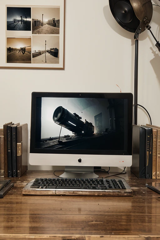 Professional damage analysis of old and damaged photography on a computer.