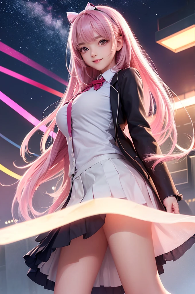 Highest quality，，smile，blazer，Uniform ribbon，，high school girl，Multiple girls are depicted，Harem，Idol Group，photo shoot，Long Hair，Wear a cardigan，Highest quality，，Happy girl,Naughty Girls，Pink Eyes，Perfect Face，Standing position，I have my hands in my pockets，let down's Bangs，Beautiful Eyes,Gym,Girls hugging each other,Smooth Hair，Multicolored hair colors，naughty girl，beautiful girl，beautiful girl，loose socks，Beautiful and shining cute girl，Shining beautiful girl，Space Number. 1