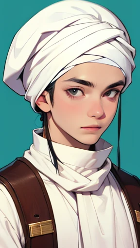 A large white beret loosely covering the head like a turban