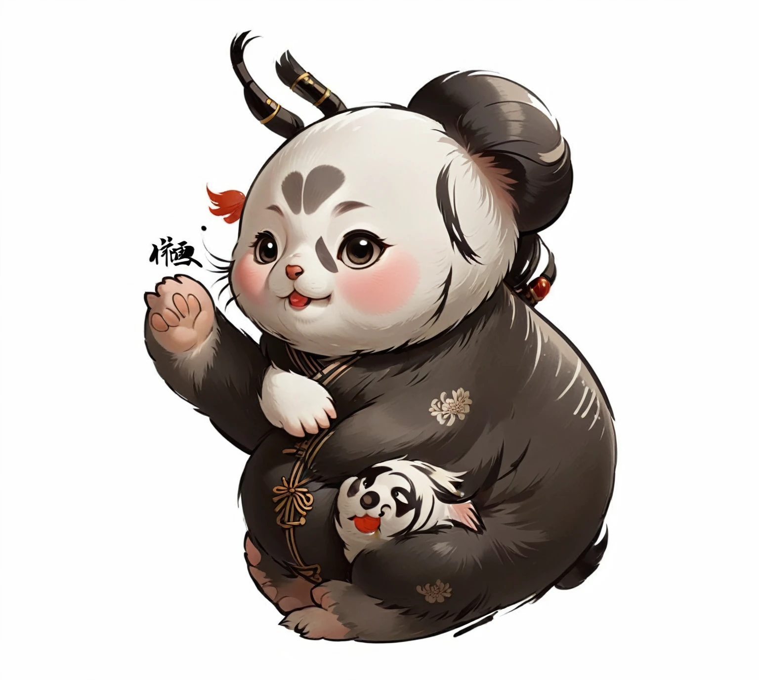 masterpiece, high quality, best quality, beautiful, HD, Practical, Chinese traditions，Decoration，Chaofeng IP Design，cute，Ink Style