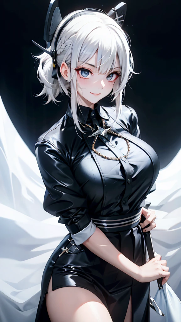 Short Hair, bangs, curtained hair, crossed bangs, Long hair, Messy hair, pony tails, bangs, curtained hair, crossed bangs, Messy hair, pony tails, Big hair, ((37Old woman)), hair ear, hair tying, hair flaps, widow peak, head gear, Hair ribbon, kanzashi, hairpods, white hair ribbon, Moles under eyes, Raised eyebrows, eyeball, Evil smile, crazy, Shy, scowling, jitome, gloom (expression), Seductive smile, anime big breast, Minimalism, Anime style, anime big breast, Minimalism, Anime style, angle of view, From above, hyper HD, retinas, Masterpiece, ccurate, Textured skin, Super detail, High quality, High details, Award-Awarded, Best quality, A high resolution, 16k, hyper HD, retinas, Masterpiece, ccurate, Textured skin, Super detail, High quality, High details, Award-Awarded, Best quality, A high resolution, 16k(((White skin))