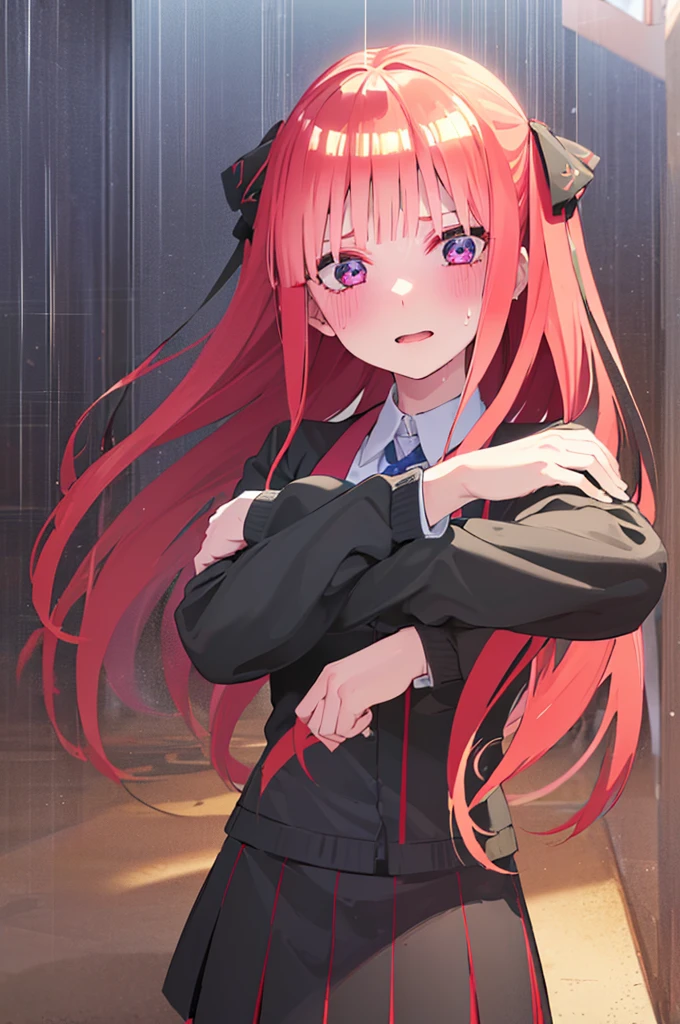 Highest quality,smile,blazer,Uniform ribbon,mini skirt,high school girl,Multiple girls are depicted,Idol Group,photo shoot,Long Hair,Wear a cardigan,Highest quality,Big Breasts,Happy girl,Naughty Girls,Pink Eyes,Perfect Face,Beautiful Eyes,Gym,Girls hugging each other,Smooth Hair,Multicolored hair colors,beautiful girl,Beautiful and shining cute girl,Shining beautiful girl,Open clothes, Collared dress emphasizes cleavage、胸の谷間のSweat is noticeable、Professional lighting light reflection、 looking at viewer, (masterpiece:1.2), Highest quality, High resolution, unity 8k wallpaper, (figure:0.8), (Beautiful fine details:1.6), Highly detailed face, Perfect lighting, Highly detailed CG, (Perfect hands, Perfect Anatomy),heavy rain、heavy rainで全身びしょ濡れ、heavy rainで全身びしょ濡れの服、High heels、 ((Perfect handsの形))、(Perfect foot shape、Embarrassed expression、blush、Gestures to seduce a man、Shining Sweat、Perfect Skin,Sweat is noticeable、太もものSweat is noticeable、 Fair skin,Tight waist, Sweating profusely、Sweaty hair、Sweaty clothes、Sweaty、Visible sweat、rain-wet hair、A vast Western church with stained glass windows
