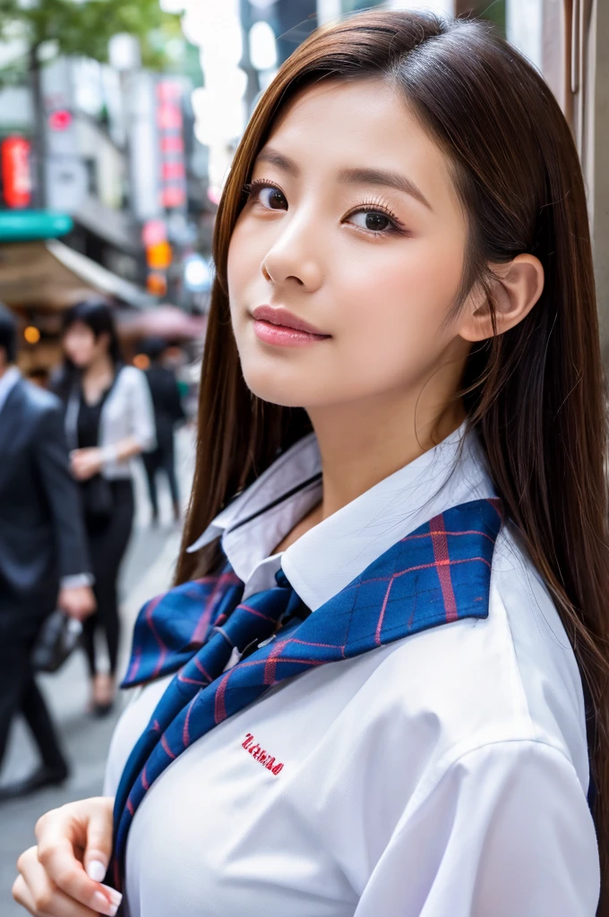 ((Highest quality)), ((masterpiece)), (detailed), Japanese,Street Corner,Beauty,Office Lady