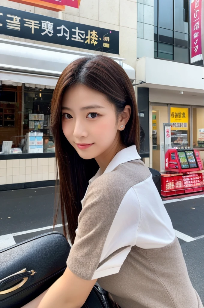 ((Highest quality)), ((masterpiece)), (detailed), Japanese,Street Corner,Beauty,Office Lady