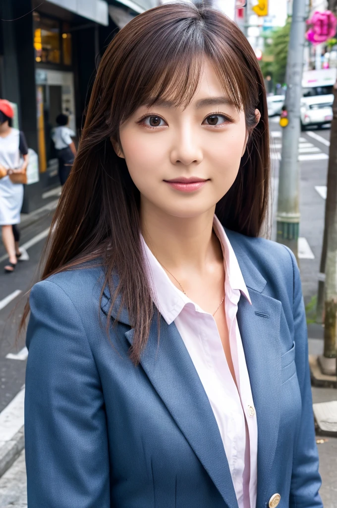 ((Highest quality)), ((masterpiece)), (detailed), Japanese,Street Corner,Beauty,Office Lady