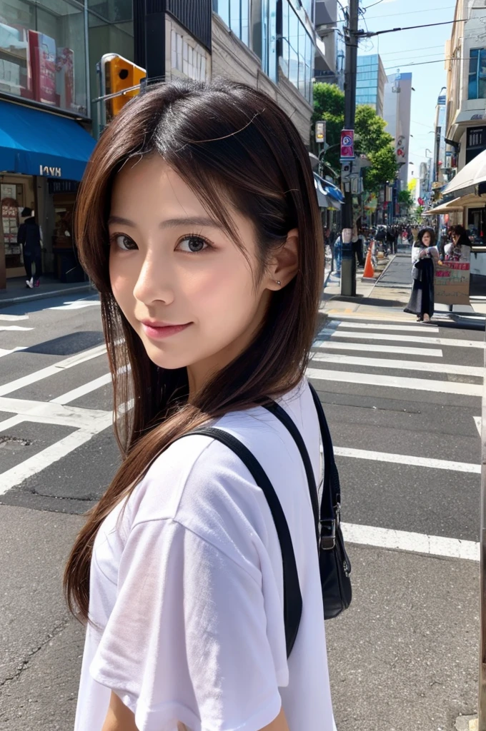 ((Highest quality)), ((masterpiece)), (detailed), Japanese,Street Corner,Beauty,Office Lady