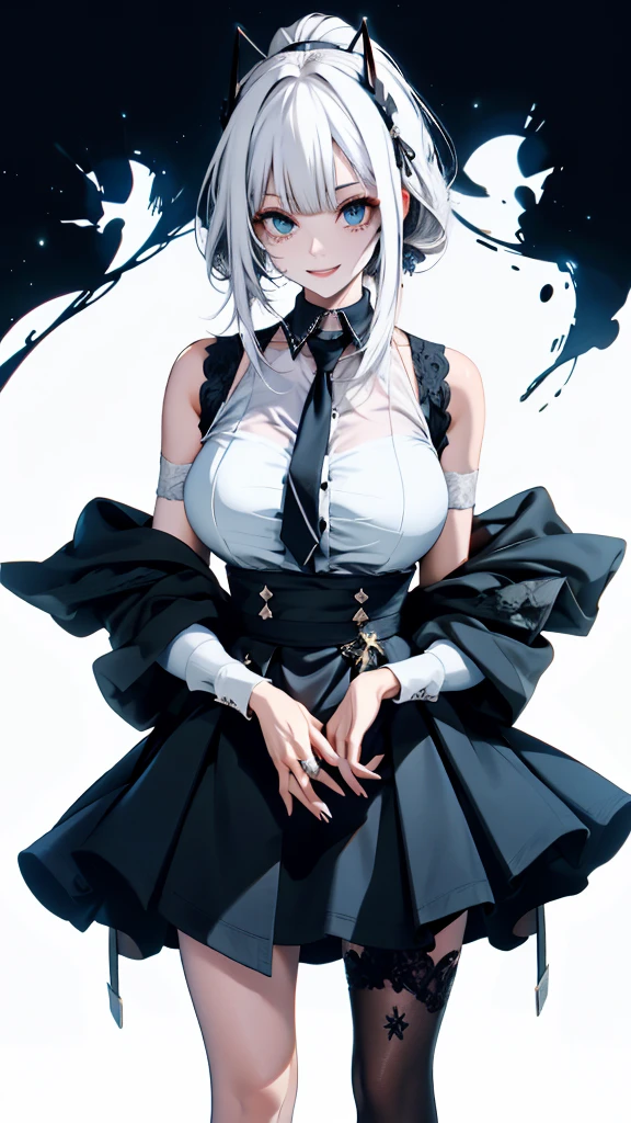 Short Hair, bangs, curtained hair, crossed bangs, Long hair, Messy hair, pony tails, bangs, curtained hair, crossed bangs, Messy hair, pony tails, Big hair, ((３７Old woman)), hair ear, hair tying, hair flaps, widow peak, head gear, Hair ribbon, kanzashi, hairpods, white hair ribbon, Moles under eyes, Raised eyebrows, eyeball, Evil smile, crazy, Shy, scowling, jitome, gloom (expression), Seductive smile, anime big breast, Minimalism, Anime style, anime big breast, Minimalism, Anime style, angle of view, From above, hyper HD, retinas, Masterpiece, ccurate, Textured skin, Super detail, High quality, High details, Award-Awarded, (Best quality), A high resolution, 16k, hyper HD, retinas, Masterpiece, ccurate, Textured skin, Super detail, (High quality), High details, Award-Awarded, Best quality), (A high resolution, 16k(((White skin))
