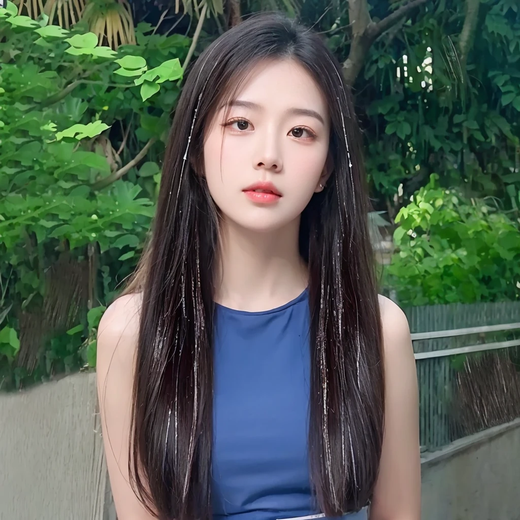 Laser ear dye,Sweet cool beauty,The background is simple and clean