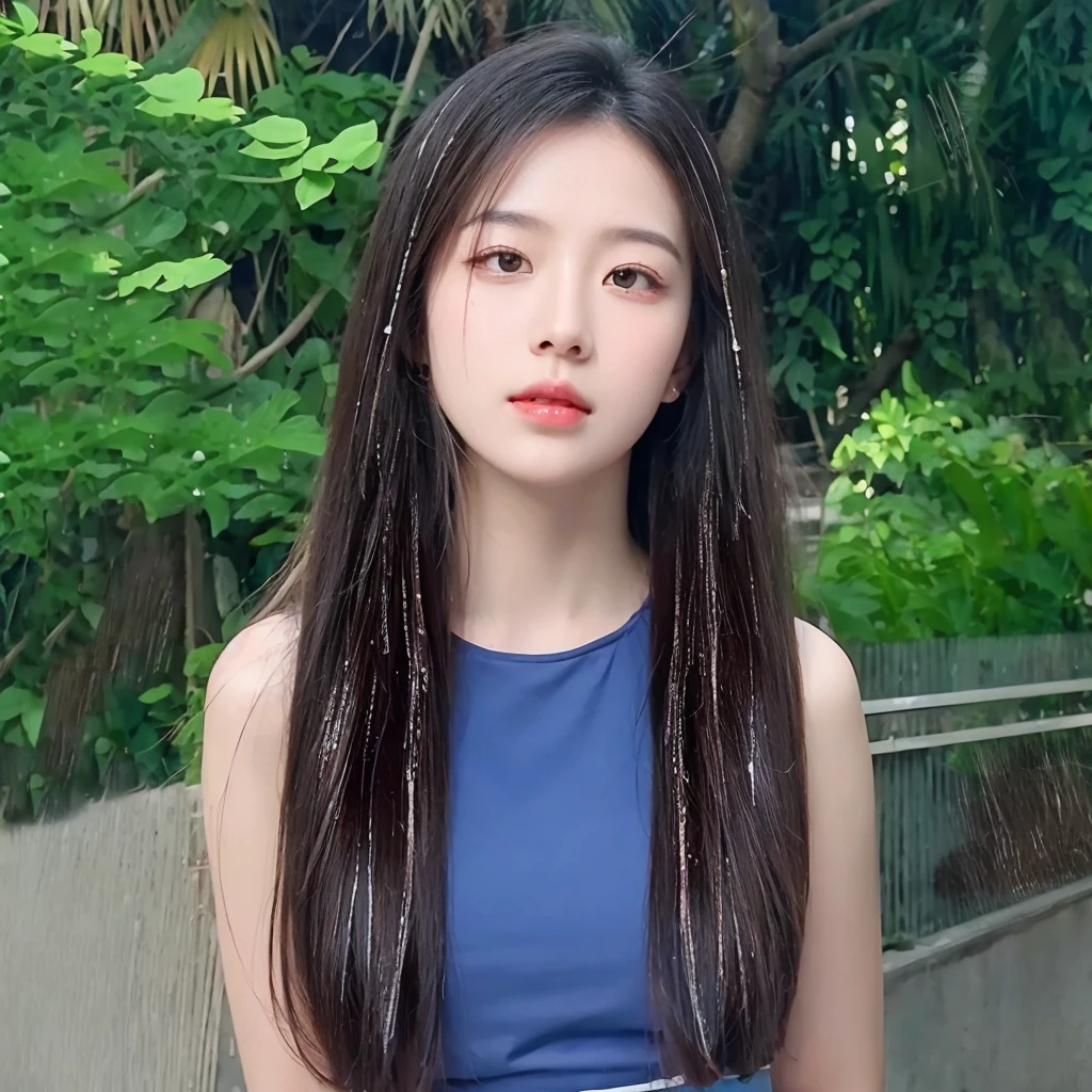 Laser ear dye,Sweet cool beauty,The background is simple and clean