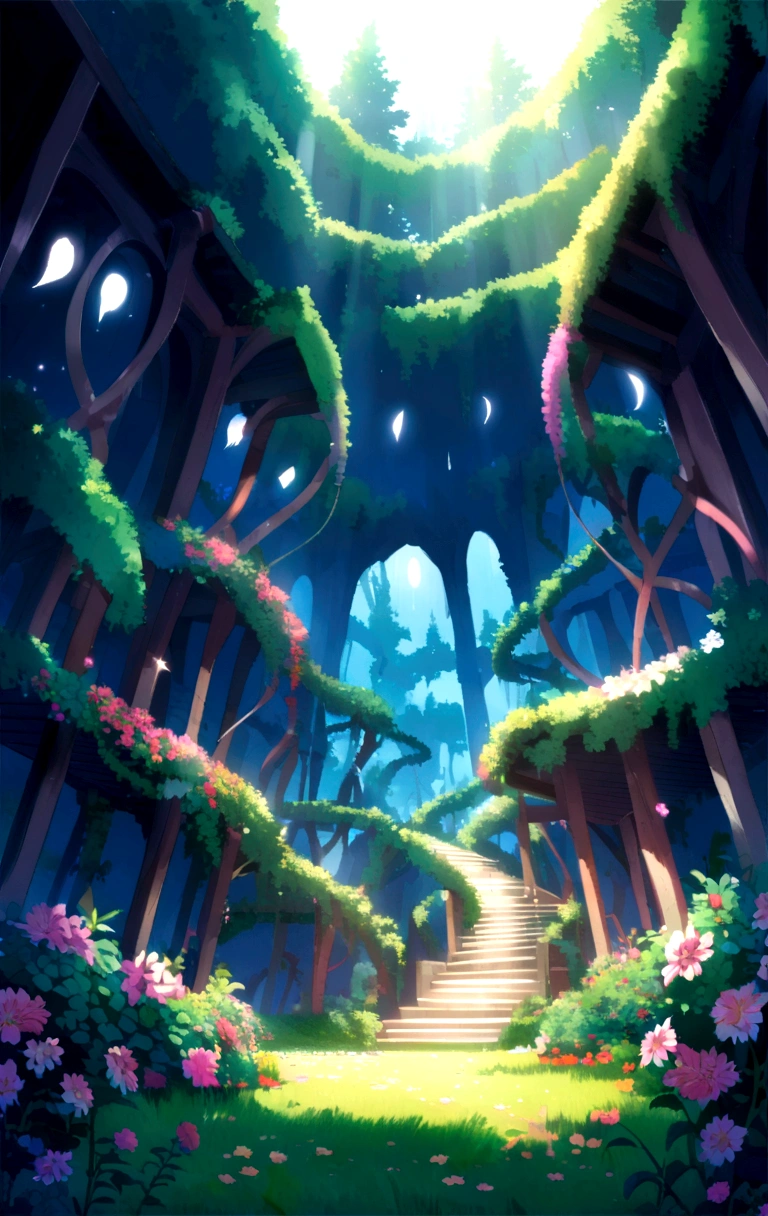 Anime landscape house garden vines 