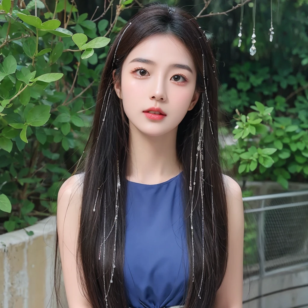 Laser ear dye,Sweet cool beauty,The background is simple and clean