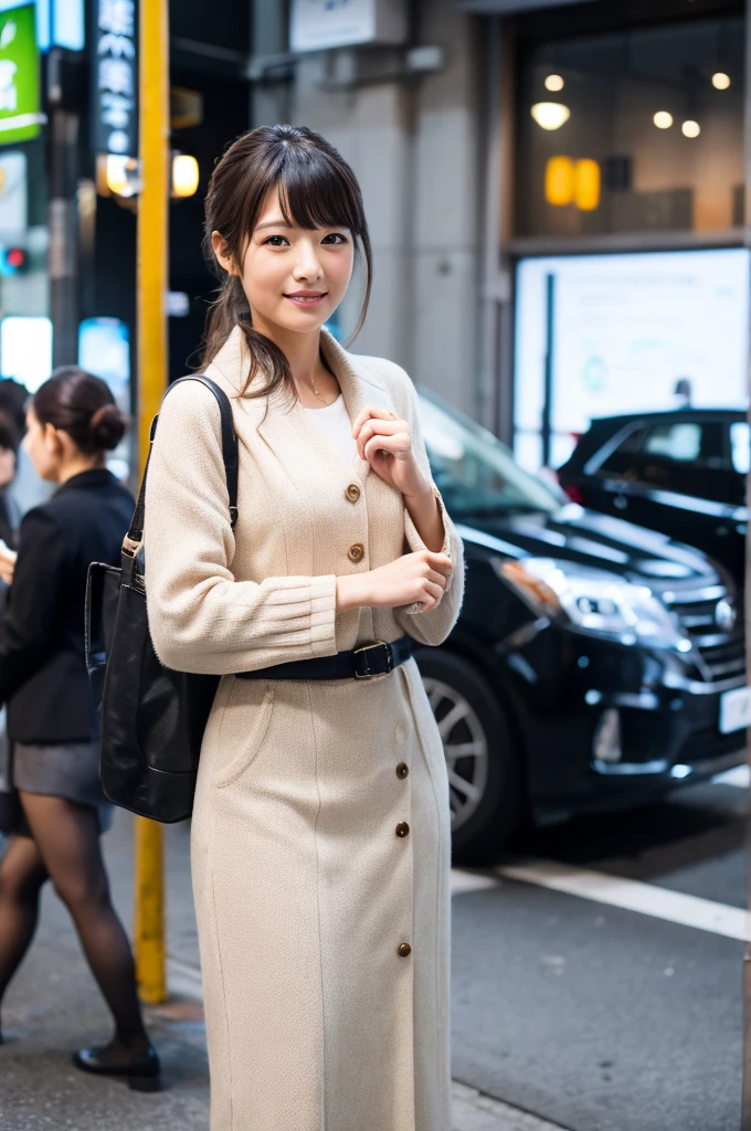 ((Highest quality)), ((masterpiece)), (detailed), Japanese,A beautiful office lady I saw on the street