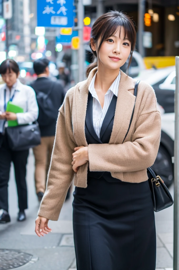 ((Highest quality)), ((masterpiece)), (detailed), Japanese,A beautiful office lady I saw on the street