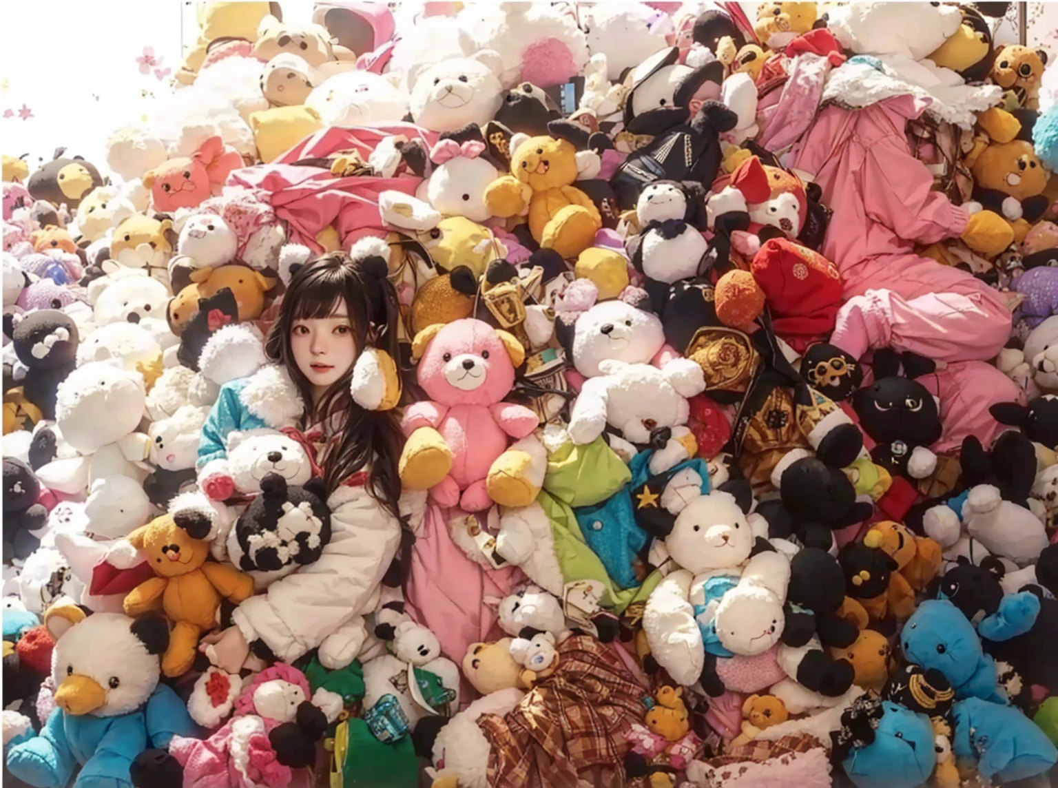 there are many Stuffed animals that are piled together on the floor, Stuffed toy, 毛绒Toy photography, 毛绒Toy, Stuffed animal, 毛绒Toy, Stuffed, broken Toy are scattered around, 毛绒Toy, Plush dolls, Toy, Plush Mascot, Rubbish, the woman holds more Toy, coronavirus as a Stuffed toy, cute, Toy照片, Mountain, Stack