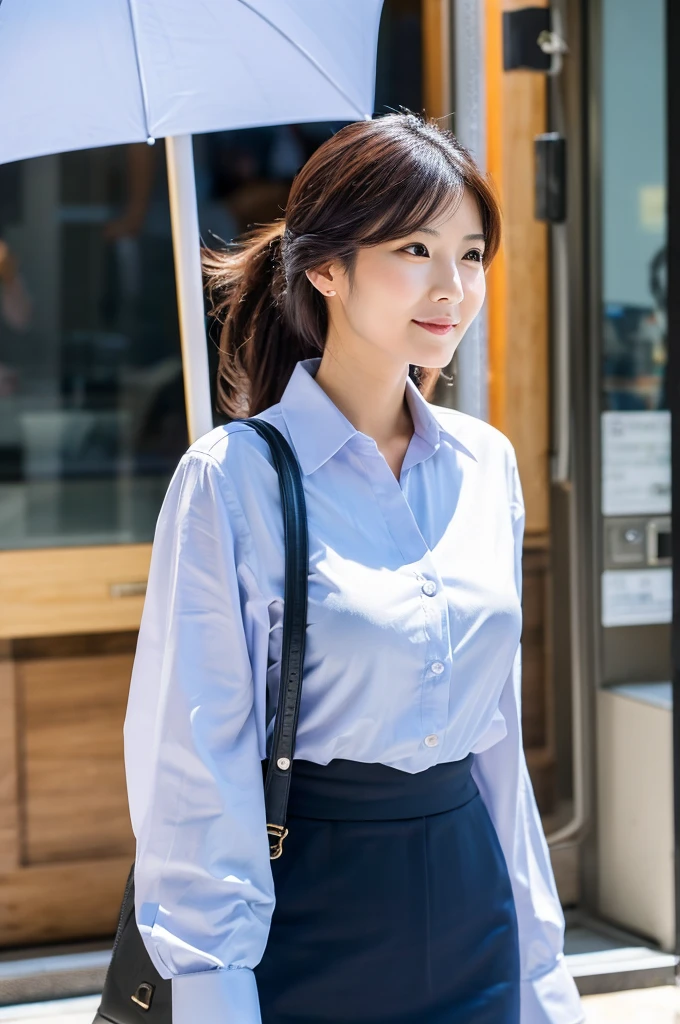 ((Highest quality)), ((masterpiece)), (detailed), Japanese,A beautiful office lady I saw on the street