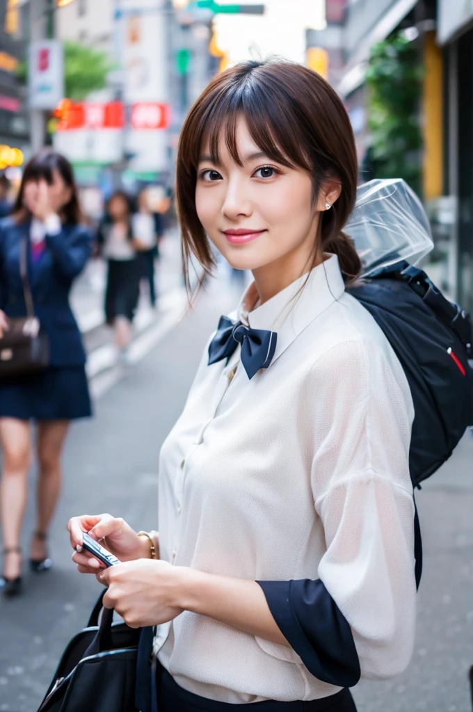 ((Highest quality)), ((masterpiece)), (detailed), Japanese,A beautiful office lady I saw on the street
