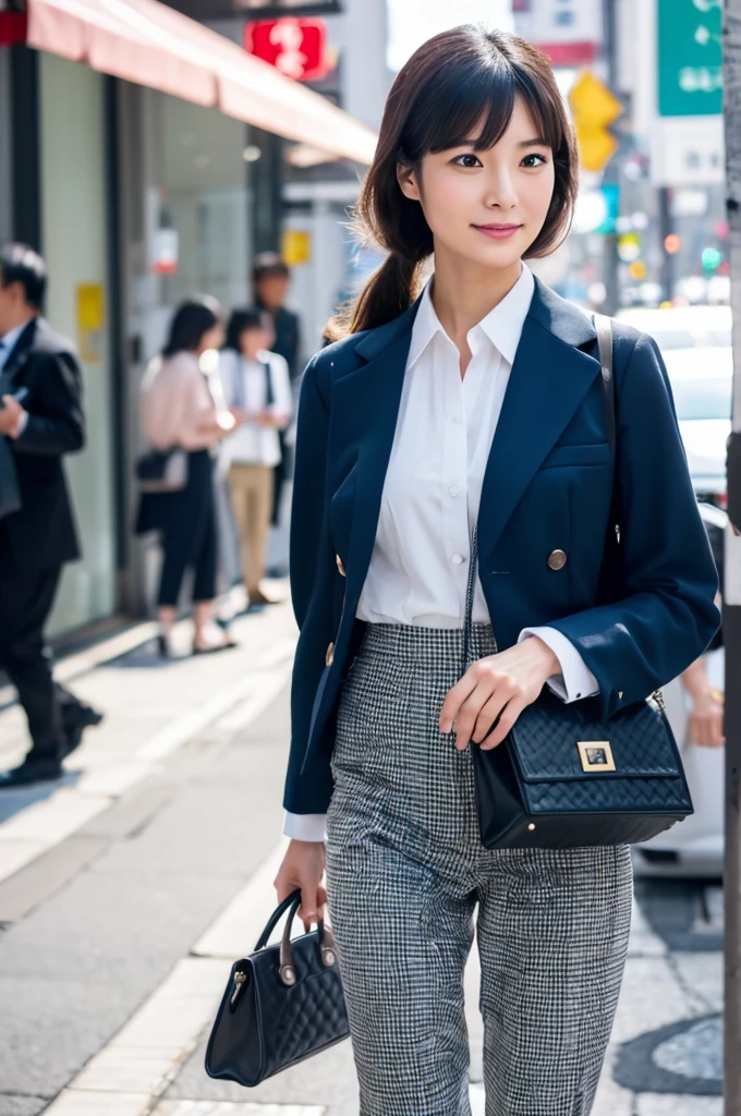 ((Highest quality)), ((masterpiece)), (detailed), Japanese,A beautiful office lady I saw on the street