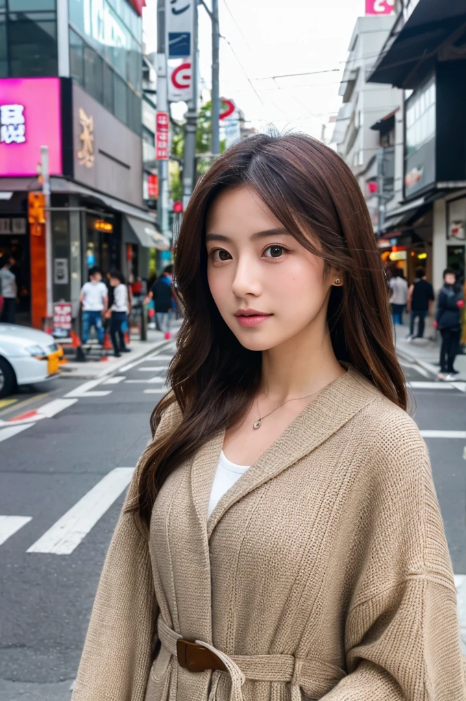 ((Highest quality)), ((masterpiece)), (detailed), Japanese,Street Corner,Beauty,OL