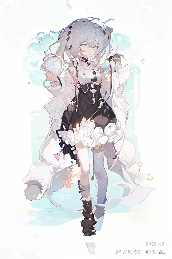 A girl,Standing picture,whole body,Character Design,Bow ruffles,((Positive face)),(front)