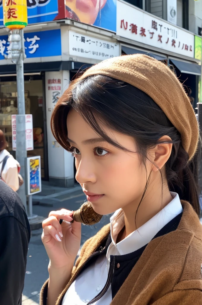 ((Highest quality)), ((masterpiece)), (detailed), Japanese,Street Corner,Beauty,OL