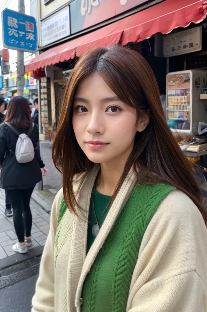 ((Highest quality)), ((masterpiece)), (detailed), Japanese,Street Corner,Beauty,OL