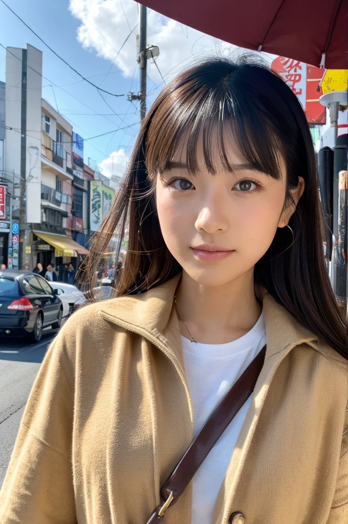 ((Highest quality)), ((masterpiece)), (detailed), Japanese,Street Corner,Beauty,OL